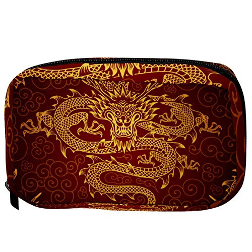 Inhomer Toiletry Bags for Women Chinese Dragon Red Golden Travel Cosmetic Makeup Pouch Handy Pencil Cases Inhomer Toiletry Bags for Women Chinese Dragon Red Golden Travel Cosmetic Makeup Pouch Handy Pencil Cases