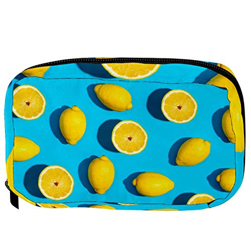 Inhomer Toiletry Bags for Women Yellow Fruit Lemon Blue Travel Cosmetic Makeup Pouch Handy Pencil Cases Inhomer Toiletry Bags for Women Yellow Fruit Lemon Blue Travel Cosmetic Makeup Pouch Handy Pencil Cases