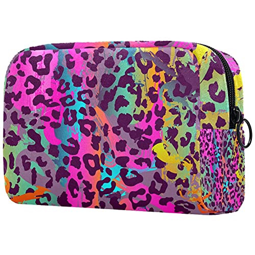 Leopard Colorful Portable Makeup Bags Printed Cosmetic Bag,Cosmetic Bag for Women Travel Cosmetic Bag Makeup Pouch Bag Toiletry Bag