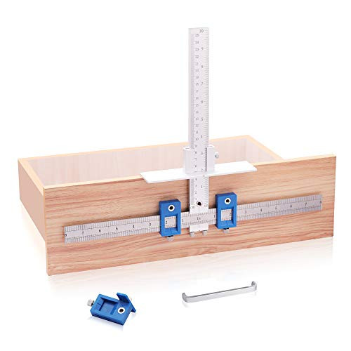 YIZRIO Cabinet Hardware Jig for Handles and Knobs - Drawer Guide Jig on Doors and Drawer Fronts - Fastest and Most Accurate Drawer Knob Pull Drilling Templates Jig Tool- Improve for inch Scale