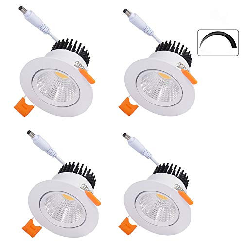 Dimmable 5W 2.5in Recessed COB LED Downlight, 3000K Warm White Ceiling Light with Driver(4 Pack)