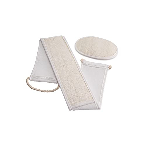Loofah Exfoliating Back Scrubber?Natural Loofah Shower Sponge Pad  and  Luffa Body Scrubber For Men Women Deep Cleansing Skin, Spa Massage