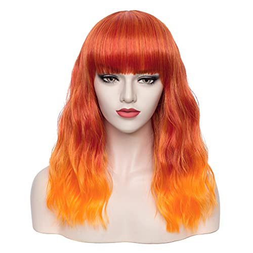 BERON Ombre Orange Wig Shoulder Length Wig Ombre Orange Wig with Bangs Flame Wig Wavy Orange Wig with Bangs Heat Resistant Synthetic Hair Cosplay Costume Wig -Ombre Orange- BERON Ombre Orange Wig Shoulder Length Wig Ombre Orange Wig with Bangs Flame Wig Wavy Orange Wig with Bangs Heat Resistant Synthetic Hair Cosplay Costume Wig -Ombre Orange-