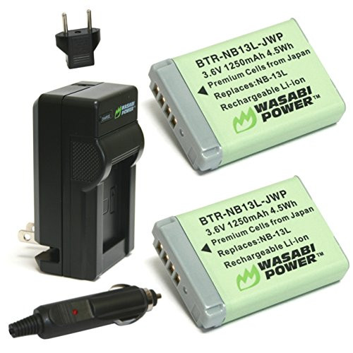 Wasabi Power Battery (2-Pack) and Charger for Canon NB-13L