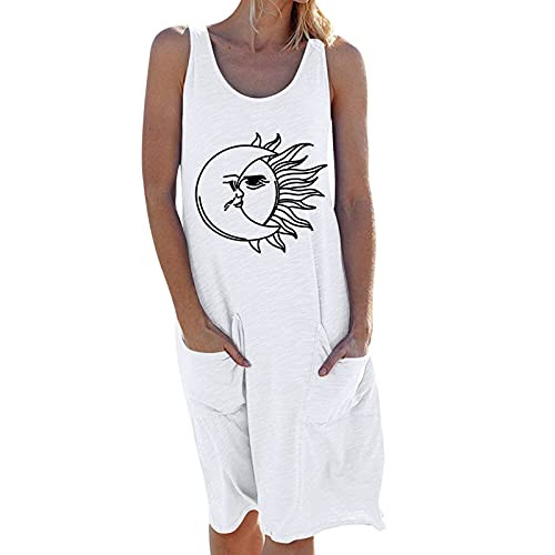 Women Halter Neck Lace Patchwork Sleeveless Tunic Dress Casual Loose Summer Tank Dress Beach Sundress Mini Dress White Women Halter Neck Lace Patchwork Sleeveless Tunic Dress Casual Loose Summer Tank Dress Beach Sundress Mini Dress White