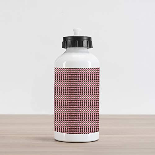 Ambesonne Geometric Aluminum Water Bottle, Eggshell Shape Circles and Semicircles Repeating Pattern, Aluminum Insulated Spill-Proof Travel Sports Water Bottle, Chestnut Brown Hot Pink and White