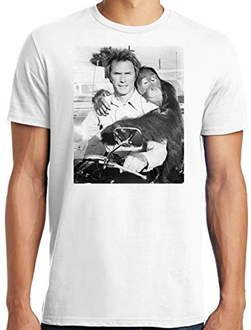 PubliciTeeZ Big and Tall Clint Eastwood and Clyde Every Which Way But Loose Photo T-Shirt -M- White PubliciTeeZ Big and Tall Clint Eastwood and Clyde Every Which Way But Loose Photo T-Shirt -M- White