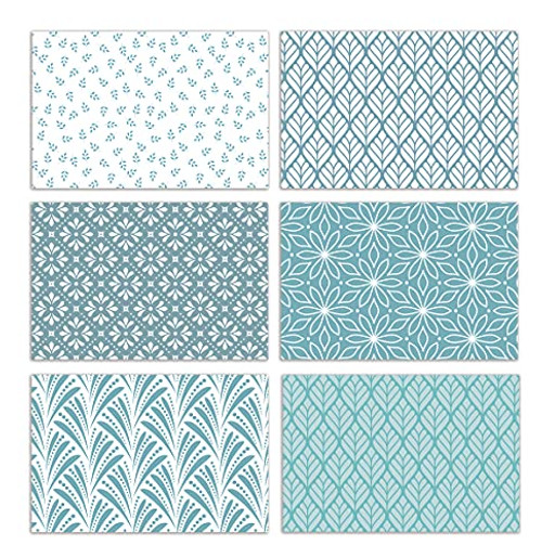 100-Pack All Occasion Greeting Cards, Assorted Blank Note Cards, 4 x 6 inch, 6 Blue Hue Floral Designs, Blank Inside, by Better Office Products, with Envelopes, 100 Pack