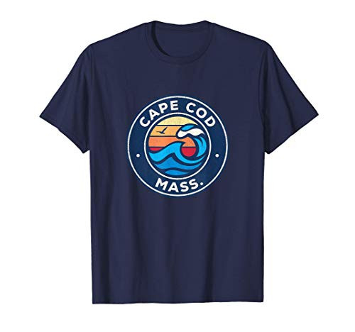 Cape Cod Massachusetts MA Vintage Nautical Waves Design T-Shirt