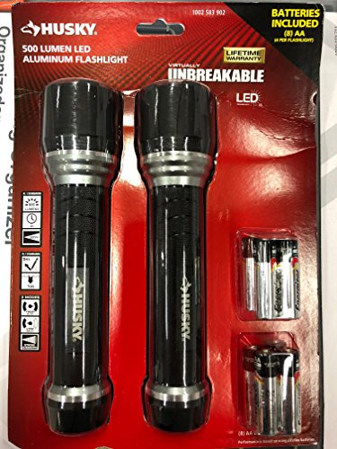(2) PACK Husky 500Lumens LED unbreakable Aluminum Flashlights