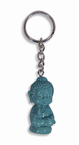 Gray Blessing Buddha Sitting On Lotus Keychain Key Ring