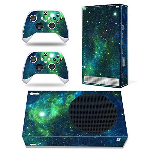 Xbox Series S Skins Wrap Sticker with Two Free Wireless Controller Decals, Whole Body Protective Vinyl Skin Decal Cover for Microsoft Xbox Series S Console - Green Galaxy
