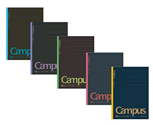 Kokuyo Campus Todai Series Pre-Dotted Notebook, Semi B5 Pre-Dotted-Line 30 Sheets - 60 Pages, Pack of 5 Limited Dark Colors 5 Notebooks -7mm-