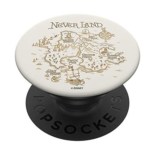 Disney Peter Pan Never Land Map And Compass PopSockets PopGrip- Swappable Grip for Phones  and  Tablets