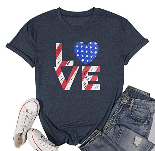 4th of July Shirts for Women Love Heart USA Patriotic Shirt American Flag Tshirt Clothing Navy Blue -XL, Blue- 4th of July Shirts for Women Love Heart USA Patriotic Shirt American Flag Tshirt Clothing Navy Blue -XL, Blue-