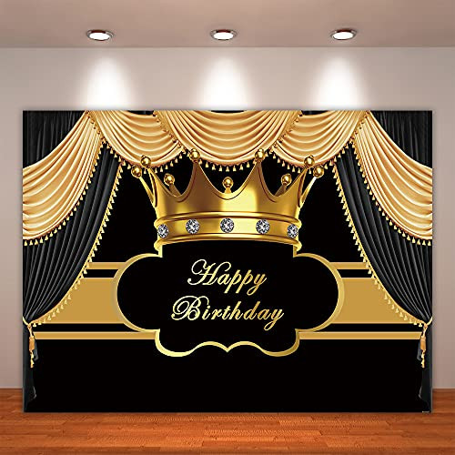 Crefelicid 7x5ft Happy Birthday Backdrop Royal Black and Gold Curtain Birthday Party Decoration Backgrounds for Man Boy Teens Prince Gold Crown Banner Cake Table Photography Banner Crefelicid 7x5ft Happy Birthday Backdrop Royal Black and Gold Curtain Birthday Party Decoration Backgrounds for Man Boy Teens Prince Gold Crown Banner Cake Table Photography Banner