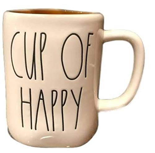 Rae Dunn Ceramic Mugs Coffee Cup -Cup Of Happy -Orange Inside--