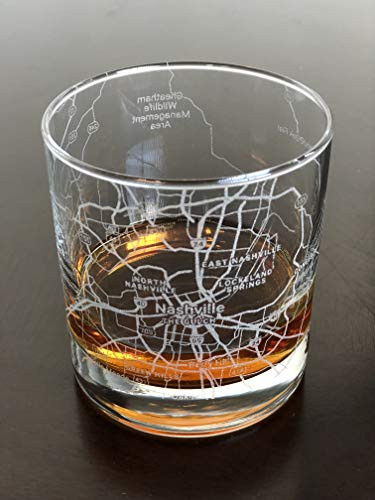 Rocks Whiskey Old Fashioned 11oz Glass Urban City Map Nashville Tennessee