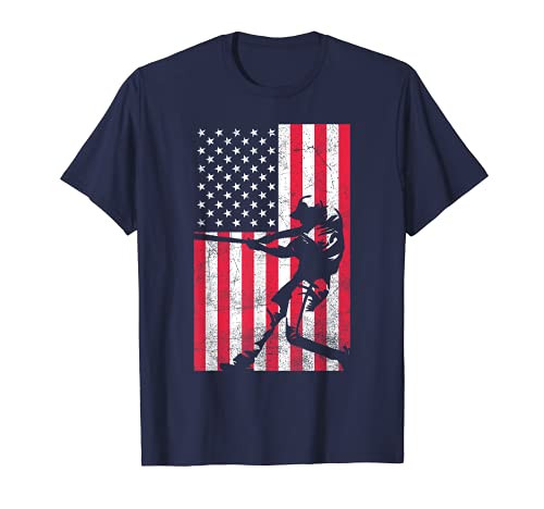 USA American Flag Baseball Red White Blue 4th of July Top T-Shirt