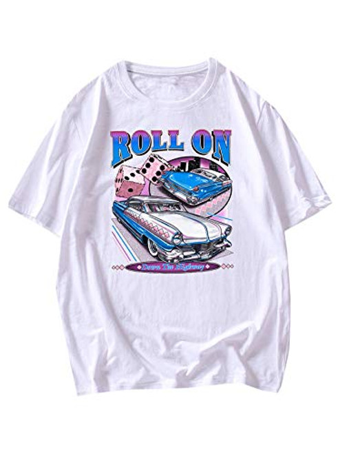 SOLY HUX Men's Car Letter Print Short Sleeve T Shirt Graphic Tee Top White S SOLY HUX Men's Car Letter Print Short Sleeve T Shirt Graphic Tee Top White S