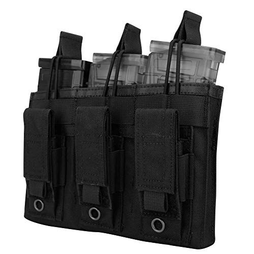 Aoutacc Tactical Mag Pouch, Double Stack Pouch Hold Kangaroo Rifle Magazines and Pistol Mag Pouch for M4 M16 Magazines -Triple-Black-