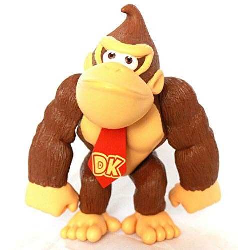 World of Nintendo Super Mario Bros Brothers Action Figure Collection Mario Luigi Yoshi Donkey Kong Princess Peach  plus with Bonus Name Tag -Donkey Kong-