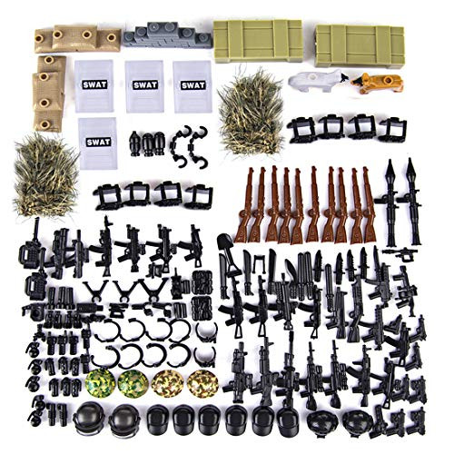 Lingxuinfo Military Army Weapons Toy Weapon Accessories for Brick Figures, Army Weapons Sandbag Bricks Building Blocks Toy Compatible with Major Brand