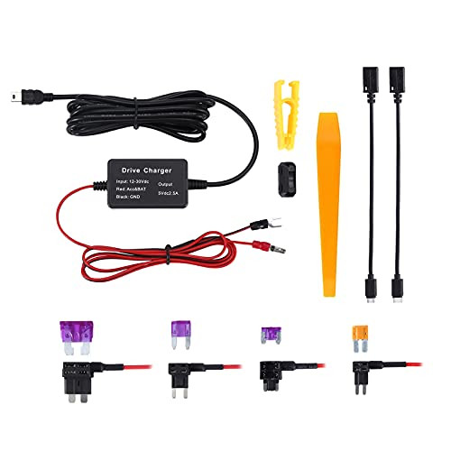 Dash Cam Hardwire Kit,13ft Mini USB Hard Wire Kit Fuse for Dashcam, Car Charger12V-24V to 5V ,Low Voltage Protection for Dash Cameras with LP/Mini/ATO/Micro2 Fuse for Dash Cam