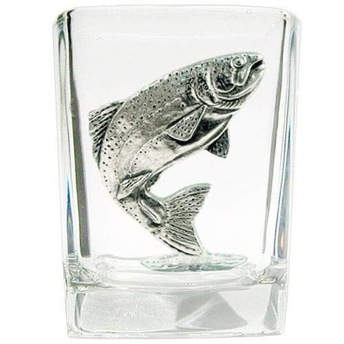 Pewter Emblem Square Shot Glass - Trout