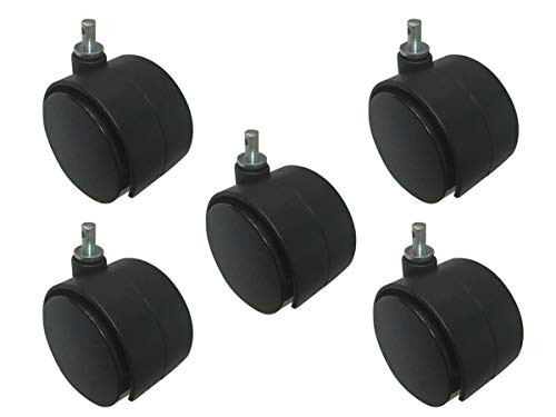 Shepherd Hardware 8747 2-Inch Nylon Twin Wheel Caster, 75-lb Load Capacity, 5-Pack, Black