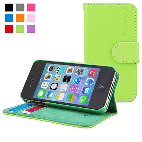Snugg iPhone 4 / 4s Case, Green Leather iPhone 4 / 4S Flip Case Premium Wallet Phone Cover with Card Slots for Apple iPhone 4 / 4s