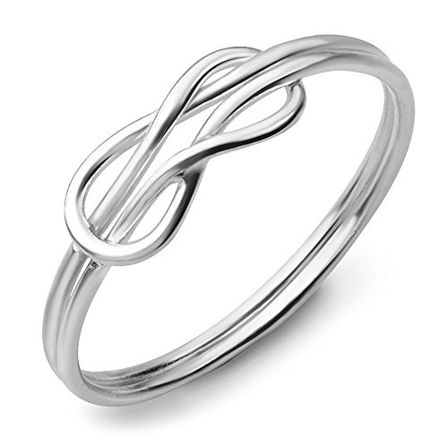 SUVANI 925 Sterling Silver Double Band Celtic Love Knot Symbol Infinity Ring Jewelry, Size 7