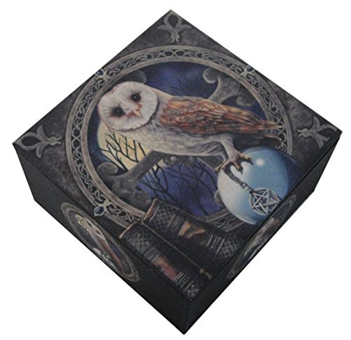 PTC 4 Inch Owl Spell Caster Mirror Square Jewelry/Trinket Box Figurine