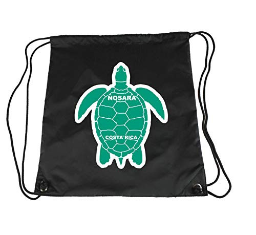 Nosara Costa Rica Souvenir Cinch Bag with Drawstring Backpack Tote Beach Bag Green Turtle Design