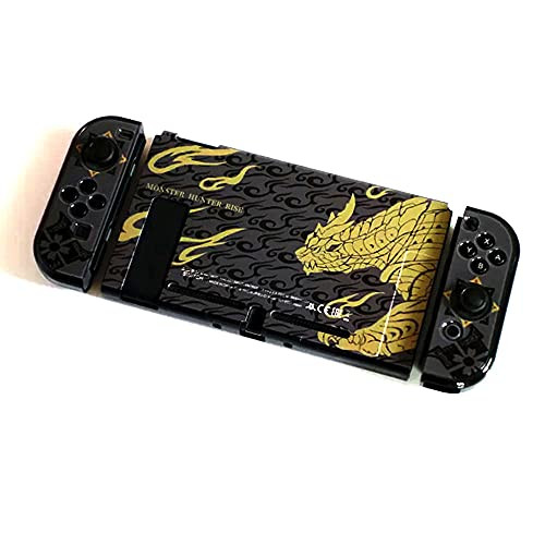 AIORVP Case for Switch with Monster Hunter Rise,Protector Hard Cover for Nintendo Switch Console and Joy-Con Controller -Black-