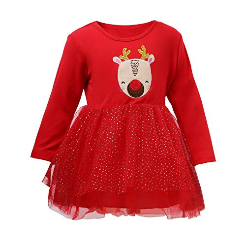 Knemksplanet Toddler Baby Girl Christmas Outfit Plaid Dress Long Sleeve Ruffle Button Up Shirt Tutu Dress Tulle Skirts -F, 1-2T-