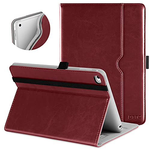 DTTO iPad Mini 4 Case, Premium Leather Folio Stand Cover Case with Multi-Angle Viewing and Auto Wake-Sleep Function, Front Pocket for Apple iPad Mini 4 - Burgundy Red