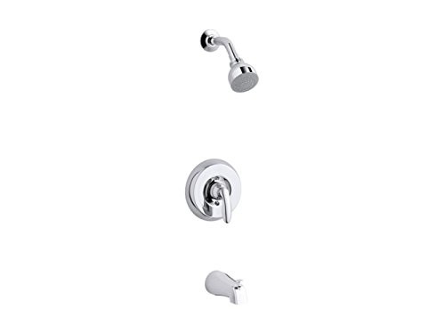 Kohler TS15601-4E-CP Rite-Temp bath and shower valve trim with lever handle, NPT spout and 2.0 gpm showerhead