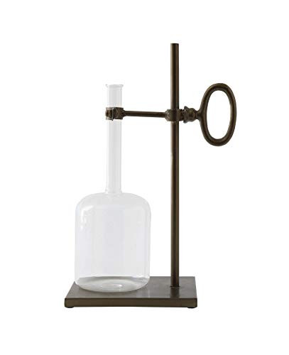 Creative Co-Op Glass Bottle with Metal Stand (2 Pieces)
