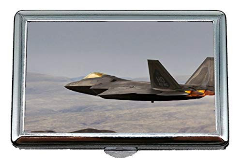 Silver Metal Cigarette Case,F22 Raptor Blue Angels Jet Fighter Plane Cigarette Box Metal Silver for 14 Cigarettes