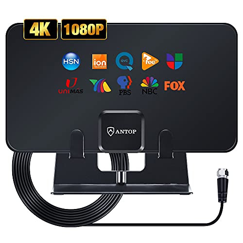 TV Digital Antenna, TV HD Antenna Indoor Up to 80 Miles Long Range Support 4K 1080P Fire tv Stick and All Older TV's UHF VHF Free HDTV Channels, 2021 Newest TV Antenna Indoor with Stand,Black