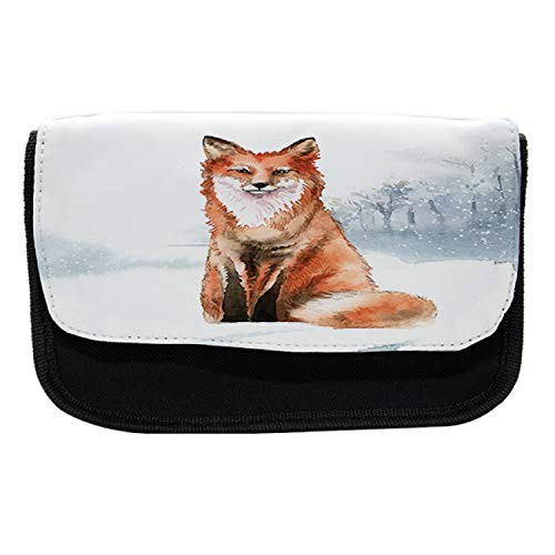 Ambesonne Fox Pencil Case, Fine Art Winter Animal Painting, Fabric Pen Pencil Bag with Double Zipper, 8.5" x 5.5", Blue Grey Burnt Orange Dark Taupe Ambesonne Fox Pencil Case, Fine Art Winter Animal Painting, Fabric Pen Pencil Bag with Double Zipper, 8.5" x 5.5", Blue Grey Burnt Orange Dark Taupe