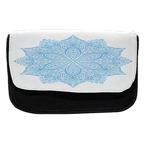 Ambesonne Blue Mandala Pencil Case, Floral Ornament, Fabric Pen Pencil Bag with Double Zipper, 8.5" x 5.5", Pale Blue and White Ambesonne Blue Mandala Pencil Case, Floral Ornament, Fabric Pen Pencil Bag with Double Zipper, 8.5" x 5.5", Pale Blue and White