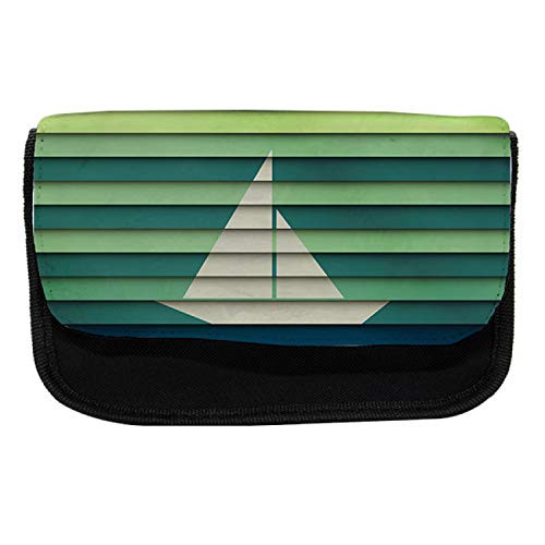 Ambesonne Marine Pencil Case, Paper Boat Design Nautical, Fabric Pen Pencil Bag with Double Zipper, 8.5" x 5.5", Pale Green Teal and Cream Ambesonne Marine Pencil Case, Paper Boat Design Nautical, Fabric Pen Pencil Bag with Double Zipper, 8.5" x 5.5", Pale Green Teal and Cream