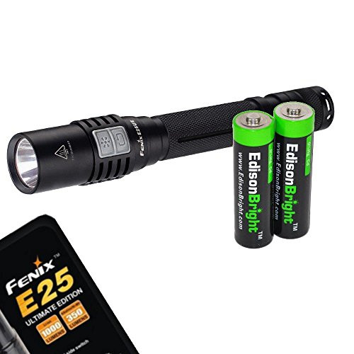 EdisonBright Fenix E25UE 1000 Lumen Ultimate Edition CREE XP-L LED Flashlight with two AA batteries