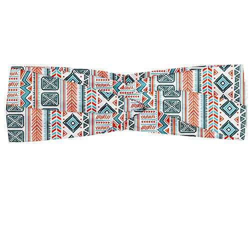 Ambesonne Burnt Orange Headband, Abstract Tribal Themed Pattern of Vertical Design Forms Print, Elastic and Soft Women's Bandana for Sports and Everyday Use, Pale Blue and Dark Teal