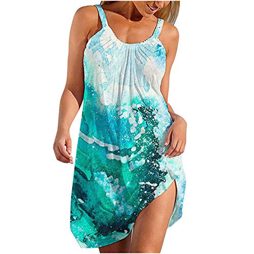 Summer Dresses for Women with Pockets Womens Summer Floral Wrap V Neck Adjustable Spaghetti Casual Ruffle Dress Summer Dress Green