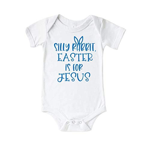 Silly Rabbit Easter is for Jesus. Easter Christian Shirts for Kids. Easter Onesie Baby Boy. Silly Bunny Baby Boy Onesie. Cute easter gift for christian boys.