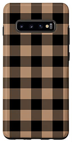 Galaxy S10 plus Orange Yellow Black Gray Gingham Plaid Rustic Pattern AEH613 Case