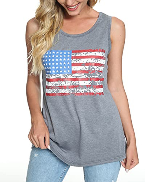 Barlver Women's American Flag Tank Tops 4th of July Camo Tee Loose Sleeveless Tunic Patriotic USA T Shirts -XX-Large, Dark Grey- Barlver Women's American Flag Tank Tops 4th of July Camo Tee Loose Sleeveless Tunic Patriotic USA T Shirts -XX-Large, Dark Grey-